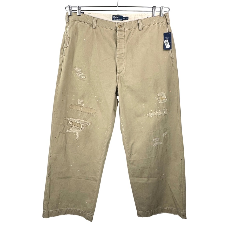 POLO Ralph Lauren The Big Chino Pants with Paint Splatter, Size 40